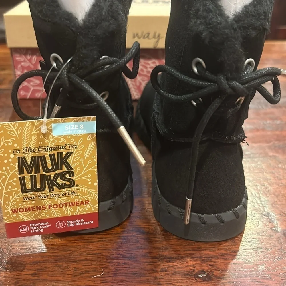 Muk Luks Women's Flexi Albany Boots Black Suede 8 NIB